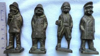 4 Vintage Solid Brass Sea Captain,  Sailor,  Fisherman Figurines