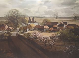 Rowland Hilder Vintage Lithograph Art Print The Garden of England 2