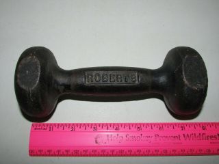 Rare Vintage Roberts Cast Iron 5 Lb Dumbbell Metal Weight -