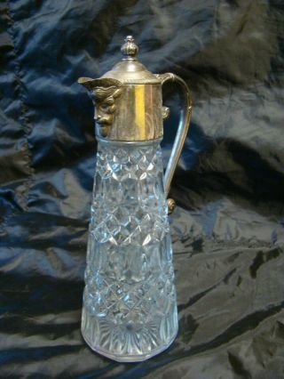 Vintage Silver Plated Claret Water Jug Decanter Falstaff Bacchus Spout England