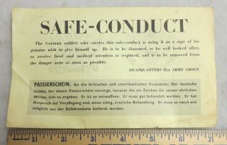 Ww2 Vintage Allied Forces Safe Conduct Pass / Surrender Leaflet Zg 21.  A