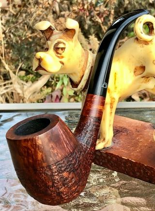 Epic Bjarne Bent Brandy Pipe Ring - Grained Partial Rustic Too To Pass - Up