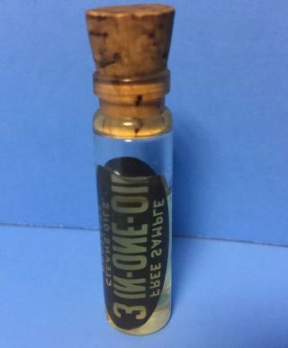 Vintage Advertising Sample 3 In One Lubricant Oil Tiny Glass Bottle