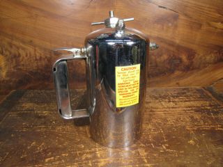 Vintage Solvent Pump Brake Cleaner Spray Tank Bottle.  Chrome Plated Brass.