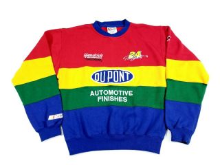 Vintage Kids Youth 1990’s Nascar Jeff Gordon Rainbow Striped Sweater Size Large