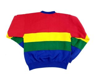 Vintage Kids Youth 1990’s Nascar Jeff Gordon Rainbow Striped Sweater Size Large 2