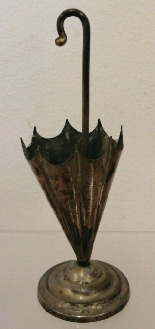 Vintage 800 Sterling Silver Umbrella Toothpick Holder (d5)