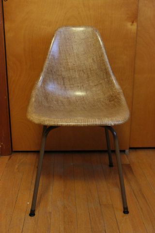 Vintage Rare Mid Century Modern Fiberglass Shell Chair Molded Brown