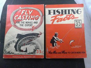 2 Vintage 1941 Outdoor Life Books - Fly Casting & Fishing Facts