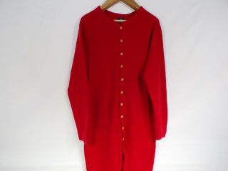Vintage Duofold Union Suit Mens Tall Large Red Thermal Wool Blend Usa Made Euc