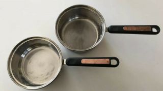 Set Of 2 Vintage Copperlux 18/10 Stainless,  Copper Bottom,  3 Cup Saucepans