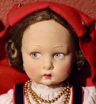 Antique 16 " Italian Cloth Lenci Doll Lucia W/original Costume & 2 Tags