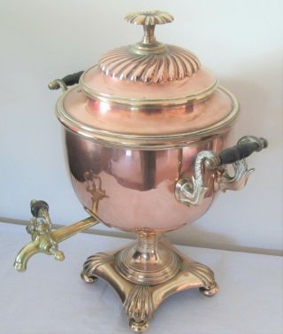 A Good 19th Century Copper & Brass Tea Urn / Samovar