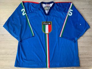 Iihf Italy Game Worn Ice Hockey Italia Jersey Shirt Tackla Goalie Xxl 25