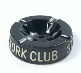 Vintage Stork Club York City Ceramic Ashtray Glossy Black,  Raised Letters