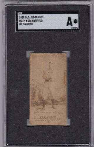1887 Old Judge N172 Gil Hatfield Sgc A York Giants Vintage Old Baseball Card