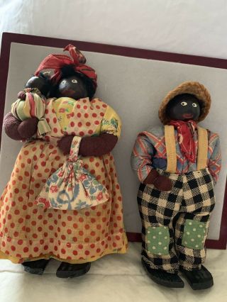 Antique Handmade Black Folk Art African American Dolls