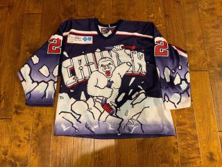 Jamie Pushor Game Worn Syracuse Crunch Jersey Blue Jackets Red Wings Nhl Ahl