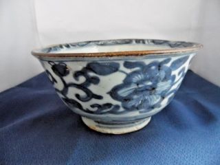 Antique Chinese Ming Porcelain Blue And White Bowl 2