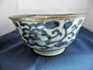 Antique Chinese Ming Porcelain Blue And White Bowl 3