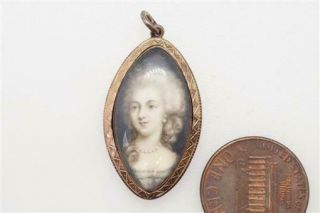 Antique Georgian English 9k Gold Sepia Lady Portrait Miniature Locket C1790