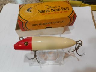 South Bend Bass Oreno 973 Red Head In Correct Box Vintage Wood Lure