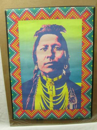 The American Indian Black Light Psychedelic Vintage Poster 1970 Cng696
