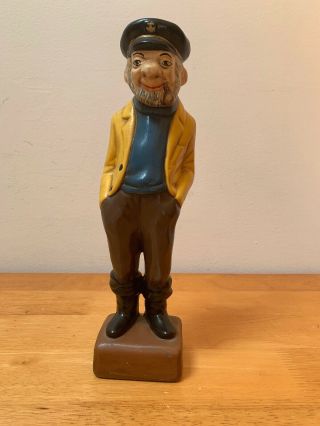 Vintage Old Sea Captain Nautical Ceramic Statue W Pipe Hand Painted.  1971