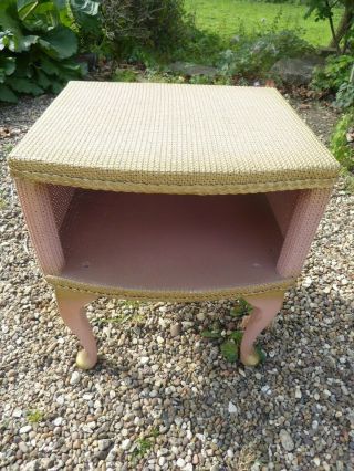 Vintage Pink Gold Lloyd Loom Style Bedside Cupboard Shabby Chic Country 2