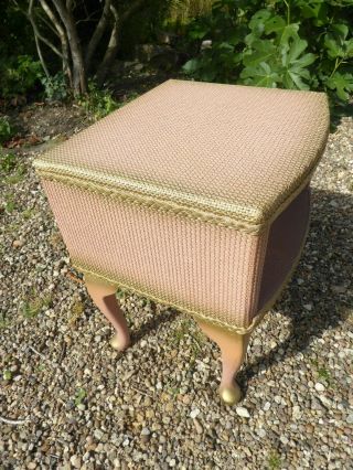 Vintage Pink Gold Lloyd Loom Style Bedside Cupboard Shabby Chic Country 3