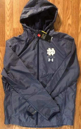 Notre Dame Football Team Issued Under Armour Full Zip Coat Tags Med