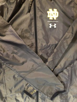 Notre Dame Football Team Issued Under Armour Full Zip Coat Tags Med 2