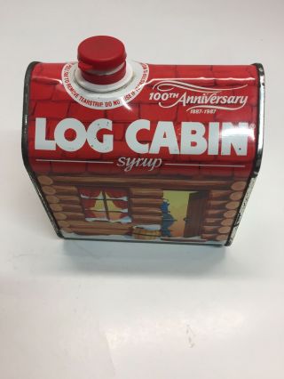 Vintage Log Cabin Syrup Collectible Tin Can 100th Anniversary 1887 - 1987