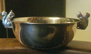Whimsical Vintage Wallace 632 Silver Plate Nut Bowl Dish Squirrel Handles (ab1)