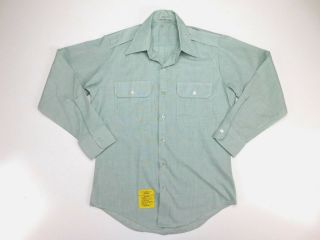 Vintage Us Army Ctn/poly Ag - 415 Long Sleeve Dress Shirt Class A Green 15 X 32