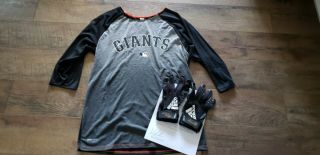 Kevin Pillar San Francisco Giants Game Jersey Shirt & Batting Gloves Mlb