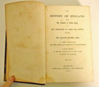 Antique 1858 " The History Of England " Vol.  2 By Hume