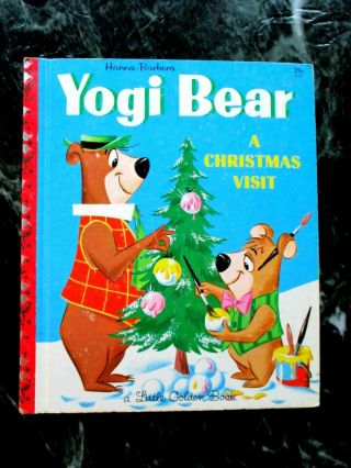 Vintage Little Golden Book Yogi Bear A Christmas Visit 1961 Red Spine Rare