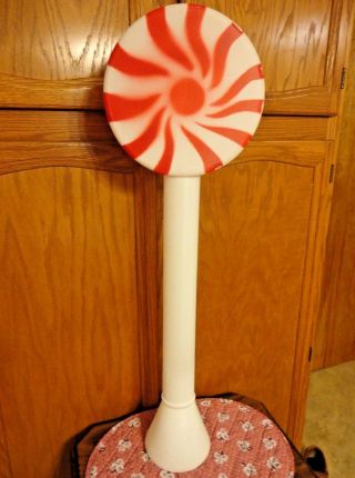 33 " Union Red Peppermint Swirl Lollipop Christmas Blow Mold Light Yard Decor Vtg