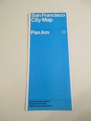 Vintage Pan Am 1971 San Francisco California City Street Travel Road Map Box C