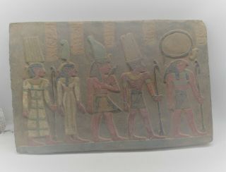 Rare Ancient Egyptian Stone Carved Panel With Heiroglyphs And Pharoah
