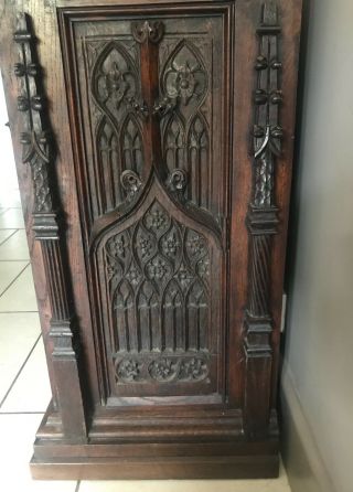 18th Century Carved Oak Gothic Tracery Table / Chest Panels