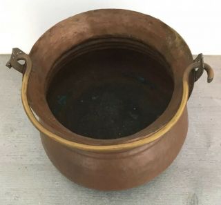 Vintage French Hammered Copper Handled Planter Plant Pot Cauldron Jam Pot Pan 3