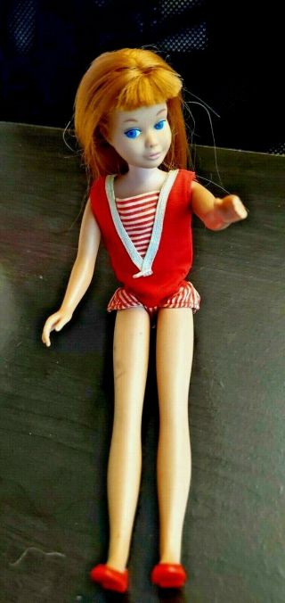 Vintage 1963 Skipper Doll Japan Red Hair Outfit & Shoes Barbies Sister