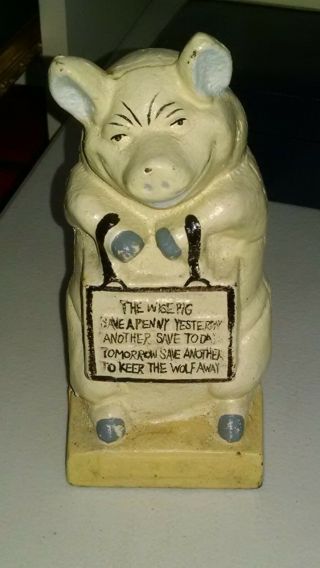Vintage Hubley Cast Iron Pig Piggy Bank Estate