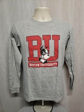 Bu Boston University Terriers Est 1839 Adult Small Gray Long Sleeve Tshirt