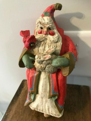 Vintage House Of Hatten Santa Sitting With Bunny& Cardinal 1992