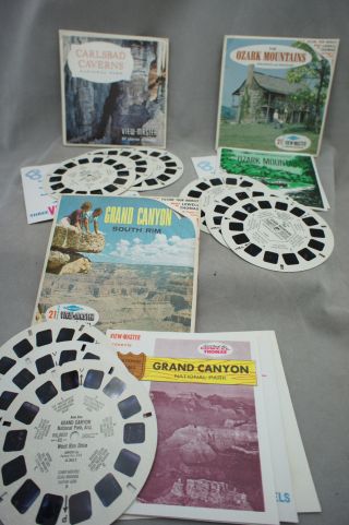 3 Vntg View - Master Stereo Pictures Ozark Mountains Grand Canyon Carlsbad Caverns