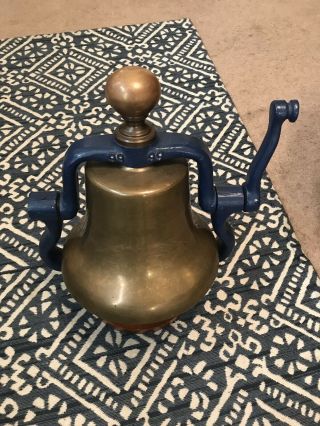 Antique Brass Steam Locomotive Bell And Yoke Railroad Large 20” Tall