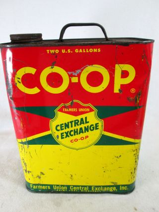 Vintage Farmers Union Central Exchange Co - Op Empty 2 Gal Motor Oil Can